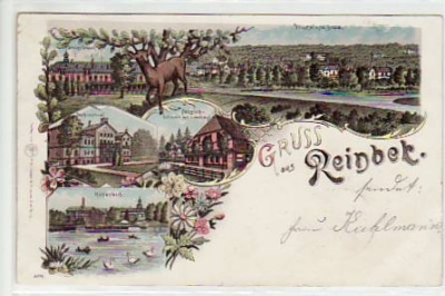 Hamburg - Reinbek und Villen an der Bille Litho von 1898