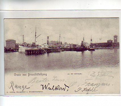 Brunsbüttelkoog Dampfer an der Schleuse 1902