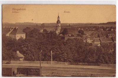Königsbrück Schloss Eisenbahn Bahngleis 1913